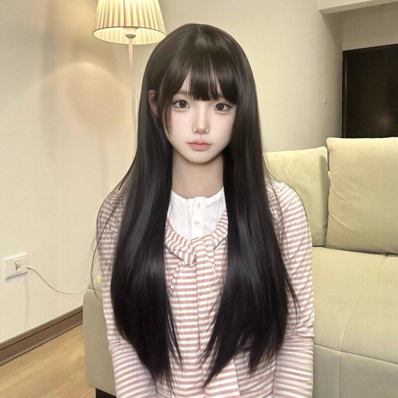 纤韵佳人假发女长发70cm长直发lolita漫画齐刘海甜美jk日系全头套
