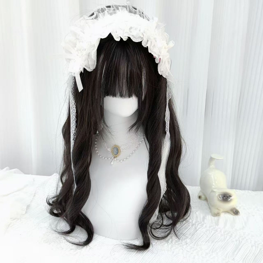 纤韵佳人假发女Lolita长卷发水波纹空气刘海甜妹JK少萝全头套65cm