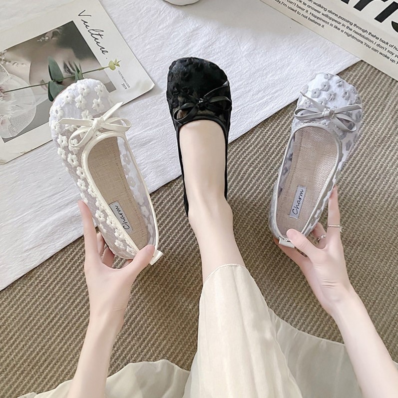 夏季老北京布鞋女透气单鞋蕾丝镂空软底女鞋平底豆豆鞋乐福鞋鞋子