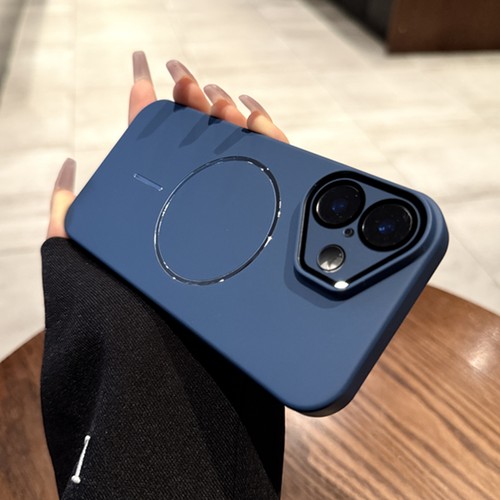 Magsafe细圈适用苹果17promax手机壳磁吸充电iphone16新款肤感磨砂15Pro全包镜头膜14高级13藏蓝色plus男12套