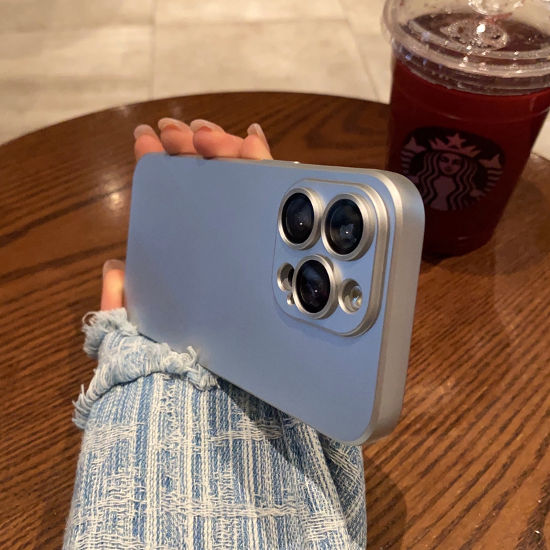 适用iPhone16promax手机壳苹果15新款14Pro自带镜头膜14Promax简约纯色15plus电镀银12高级感13全包11防摔套