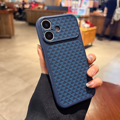 新款三角纹素皮适用苹果17手机壳iphone16promax秒变17大视窗15pro硅胶软壳13por简约高级感深蓝色14保护套男