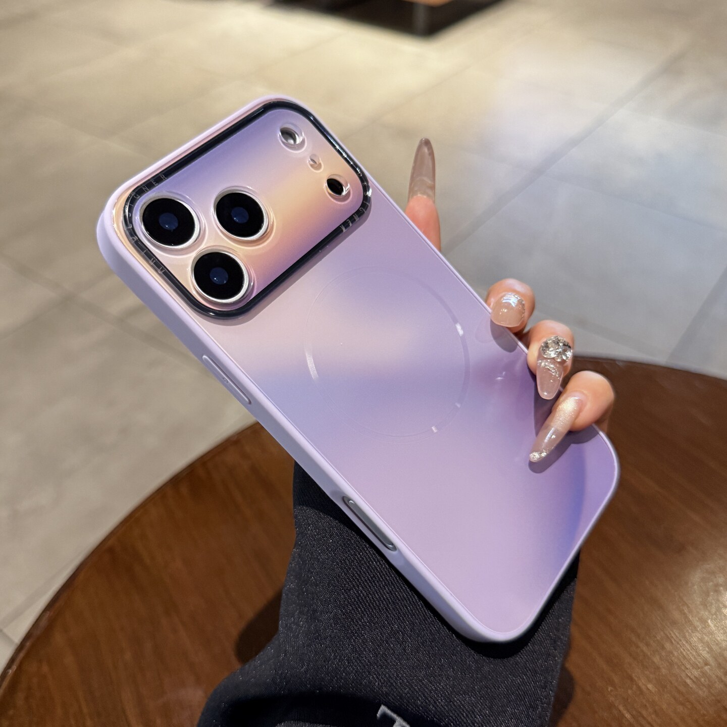 晕染香芋紫渐变色适用苹果17promax手机壳16pro磁吸iphone17新款Air女15全包12高级13磨砂Magsaf保护套14plus