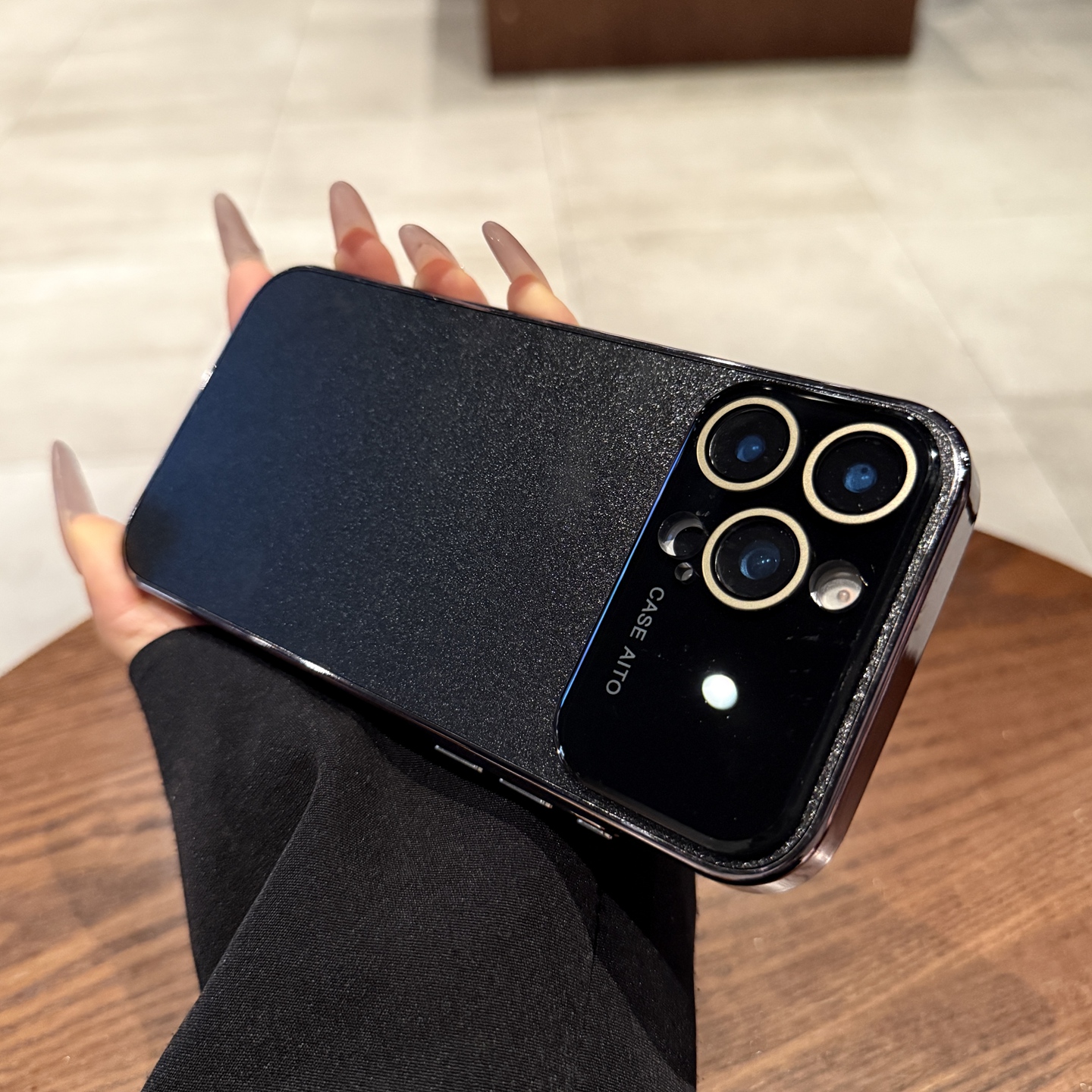 高级感黑色细闪磨砂适用iPhone16promax手机壳苹果15新款秒变17大视窗镜头膜全包14pro防指纹13简约男保护套