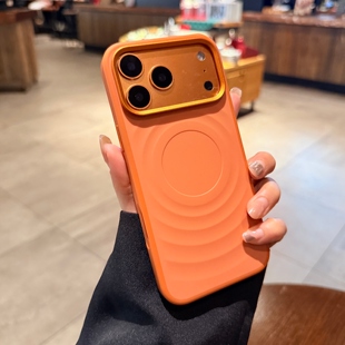 荡漾水波纹适用苹果17pro手机壳磁吸iphone17新款16promax液态硅胶14PM简约高级15promax星宇橙Magsafe保护套
