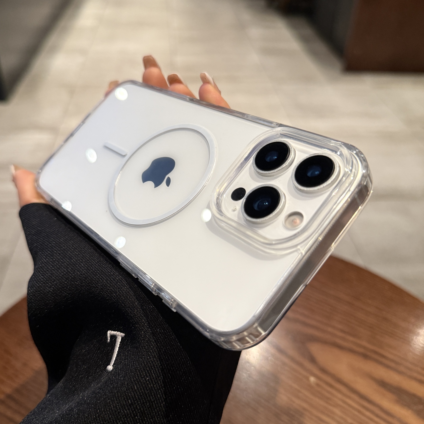 高清透明PC硬壳适用iphone16promax手机壳Magsafe磁吸苹果15新款细圈14plus无线充电13pro简约高级12保护套11