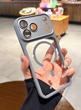 钛灰色透明磁吸适用苹果17promax手机壳iphone16pro新款15全包镜头膜14plus情侣13男女12高级感Magsafe保护套
