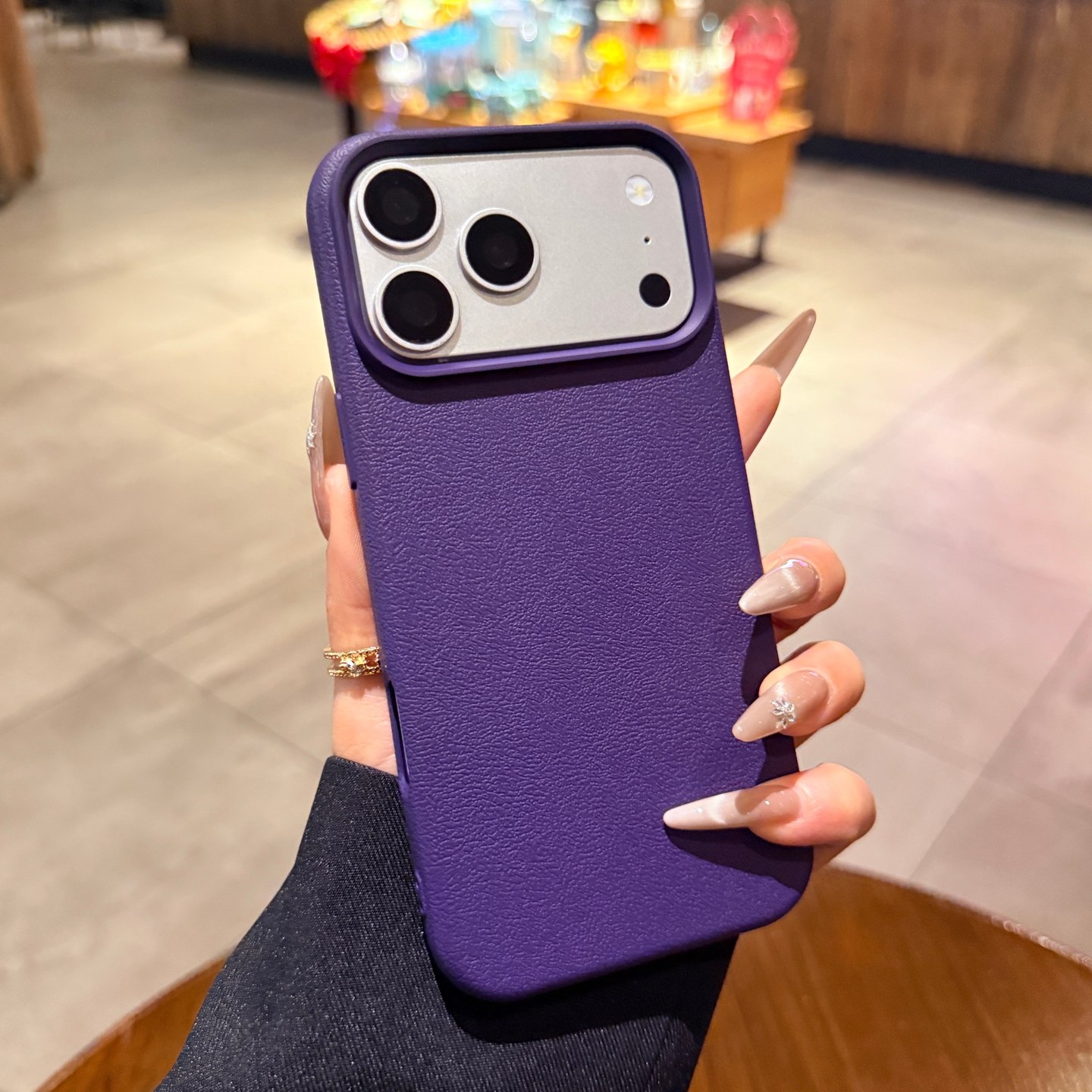 适用苹果17promax手机壳iphone16pro新款暗紫色Air荔枝纹软硅胶15防摔iPhone17保护套大孔13简约12高级14plus