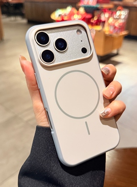 适用iPhone17pro手机壳苹果16promax新款Magsafe磁吸细圈13灰白色肤感磨砂14PM高级15p简约Air防指纹12保护套