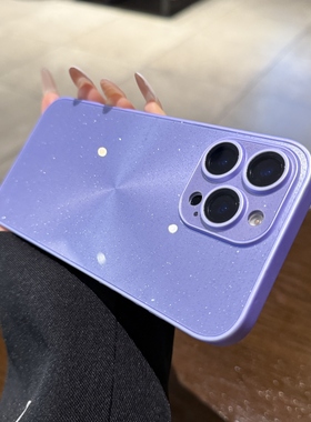 新款紫色闪粉极光CD纹适用iPhone16promax手机壳苹果15promax网红女14自带镜头膜全包11高级感12简约13保护套