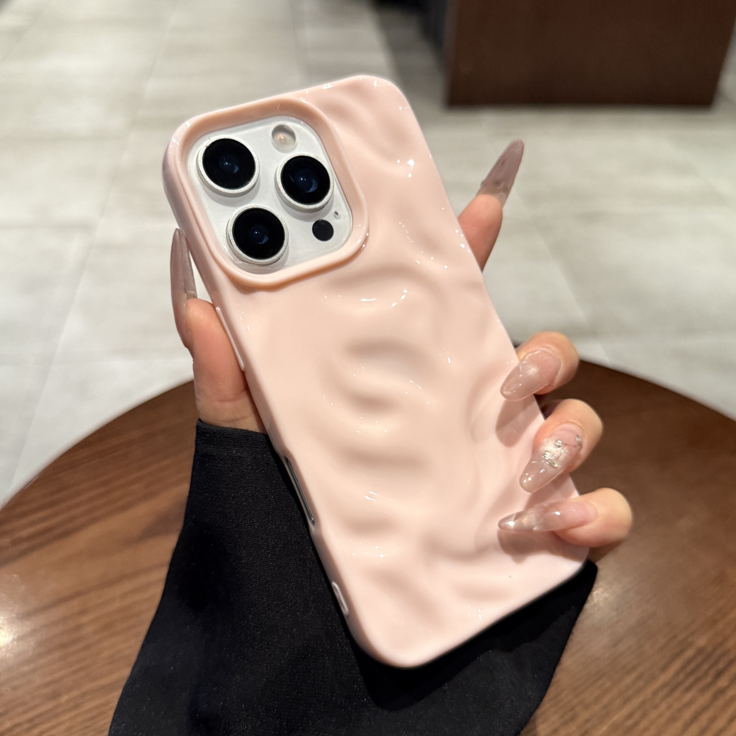 褶皱陨石纹适用iPhone16promax手机壳苹果15新款多巴胺裸粉色14pro小众高级12简约网红女13软硅胶保护套爆款