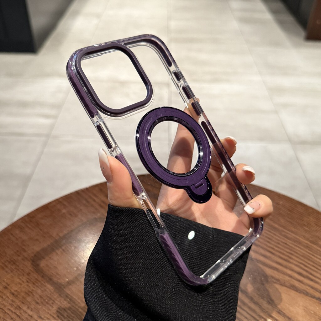 磁吸支点壳适用iphone16promax手机壳新款带支架苹果15Pro超薄透明14暗紫色13气囊防摔plus高级Magsafe保护套