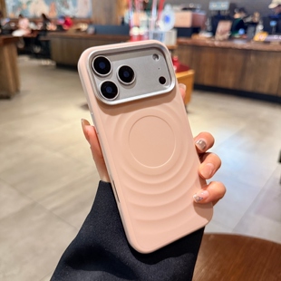 荡漾水波纹适用苹果17pro手机壳磁吸iphone17新款16promax液态硅胶14PM简约高级15promax少女粉Magsafe保护套