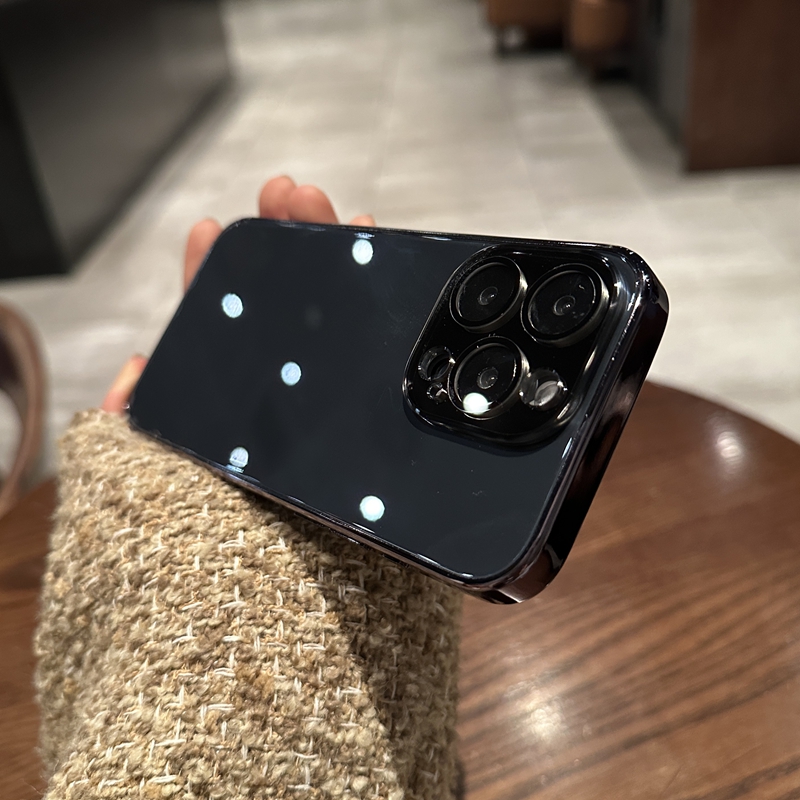 【裸机手感，钢化玻璃硬壳】适用苹果15promax手机壳iphone16promax新款14pm带镜头膜全包保护套高级黑色13pm