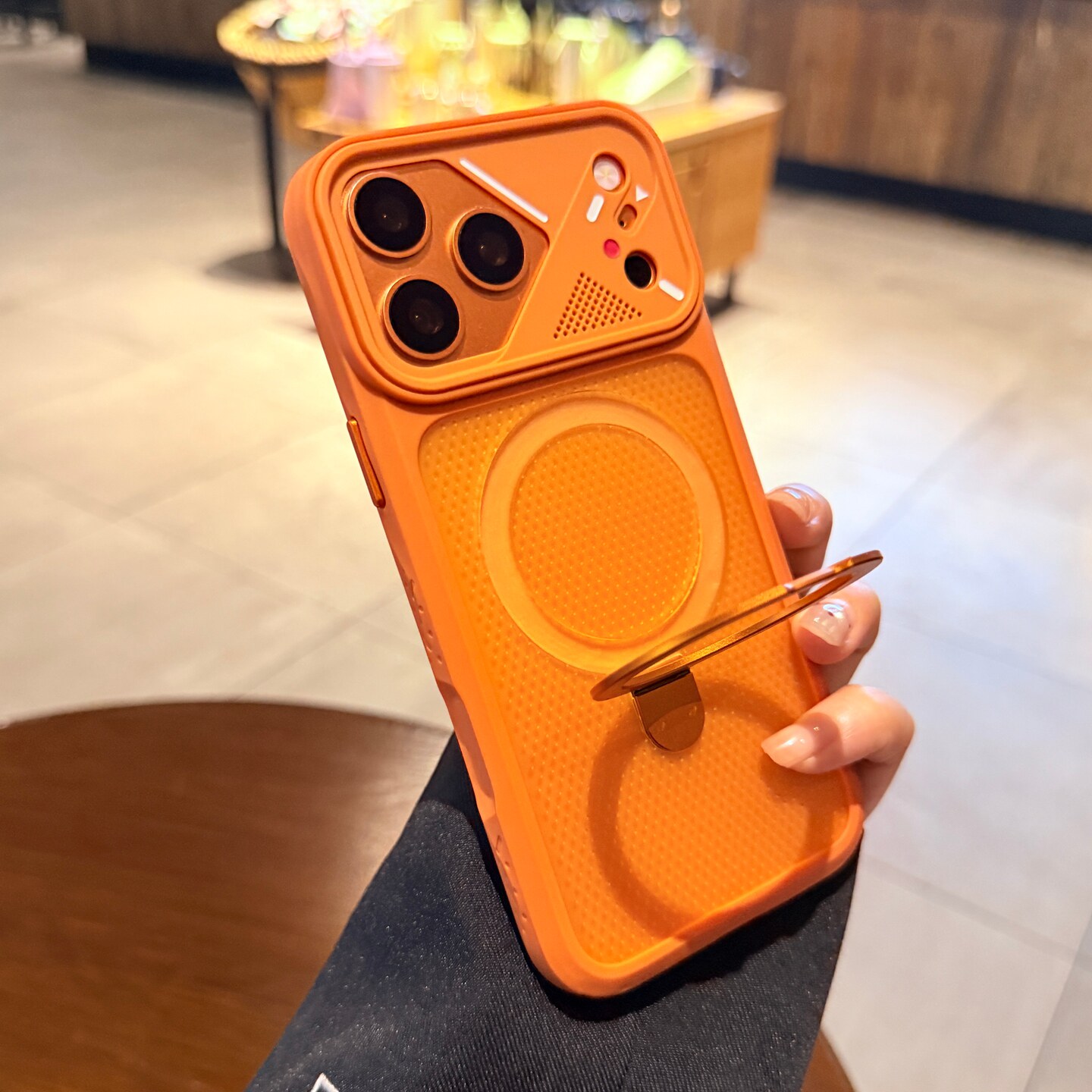 机甲镜头大视窗适用iphone17promax手机壳苹果16pro新款磁吸带支架15防滑散热12肤感磨砂橙色13P高级14保护套