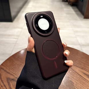 适用华为mate70Pro手机壳磁吸Magsafe充电mate60新款细圈MT30磨砂MATE50高级感酒红色mate40防摔女pro+保护套