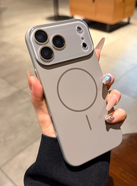 适用苹果17promax手机壳iphone16pro新款细圈Magsafe磁吸15全包镜头膜14plus磨砂13钛灰色17Air保护套12p高级