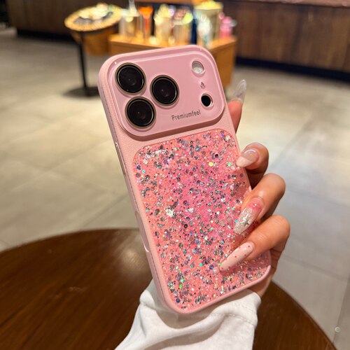 少女粉bling亮片闪粉适用苹果17promax手机壳iphone16pro高级感新款15秒变17大视窗镜头全包14防摔女13保护套
