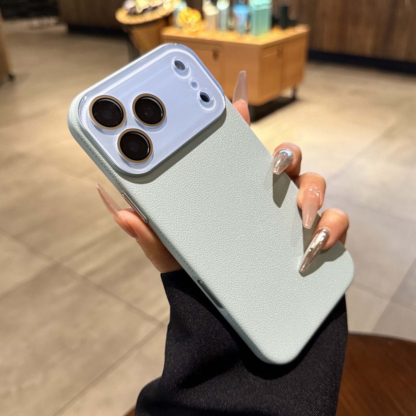 适用iphone17苹果17pro手机壳Air新款淡绿色荔枝纹16promax镜头膜全包15超火13情侣14好看plus高级12保护套女