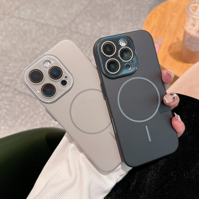肤感磨砂适用苹果16promax手机壳iphone15新款细圈磁吸14pro带镜头膜12情侣plus高级感13全包硬Magsafe保护套