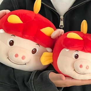 正版猪猪侠毛绒公仔玩具小猪仔趴姿睡觉抱枕发箍玩偶儿童毛绒玩具