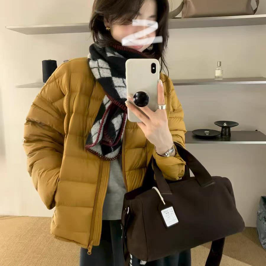 韩版小众短款排骨羽绒服女小个子百搭休闲90绒宽松加厚面包服中等