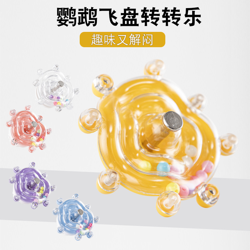 鹦鹉啃咬玩具虎皮玄凤转转乐益智飞碟转轮自嗨解闷玩具鸟用品