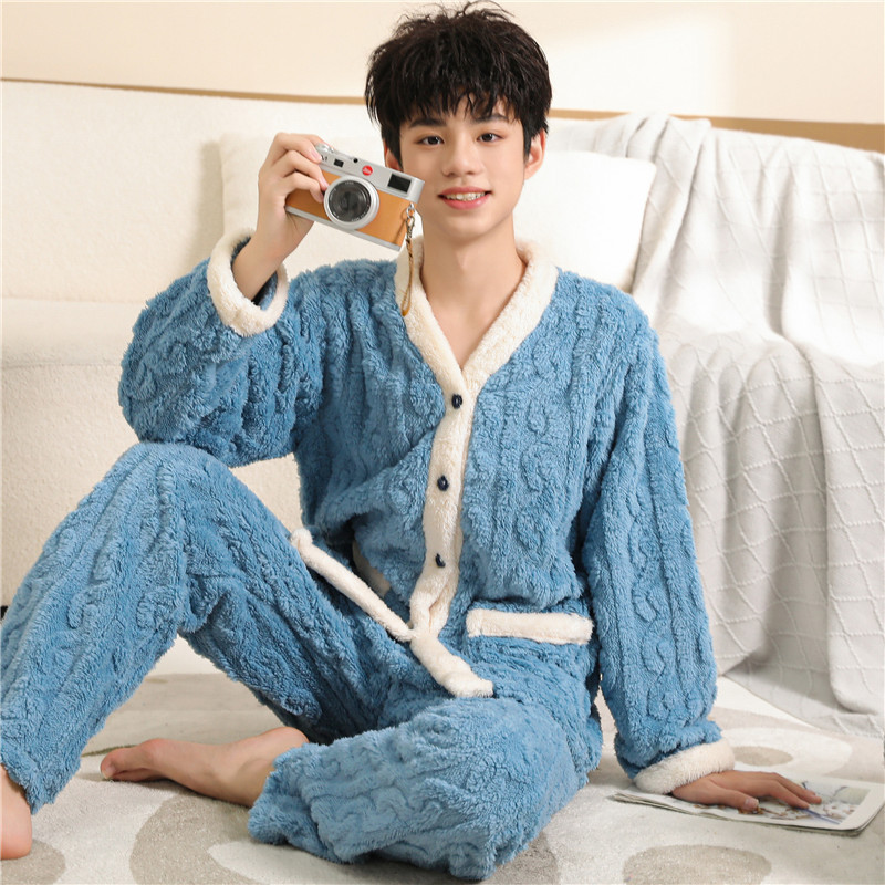 大童男孩珊瑚绒家居服套装