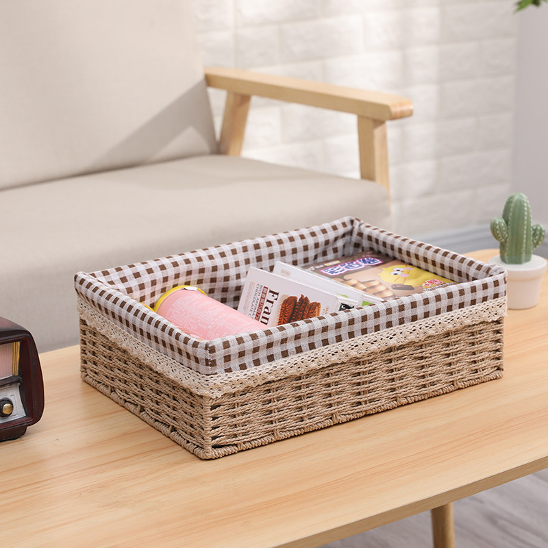 藤编收纳筐床头钥匙遥控器收纳盒桌面衣柜收纳箱收纳框编织收纳篮