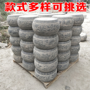 柱墩石墩子天然青石大理石雕圆球路障廊亭柱门墩空实心柱顶石底座