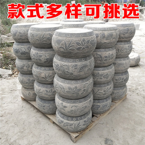 柱墩石墩子天然青石大理石雕圆球路障廊亭柱门墩空实心柱顶石底座