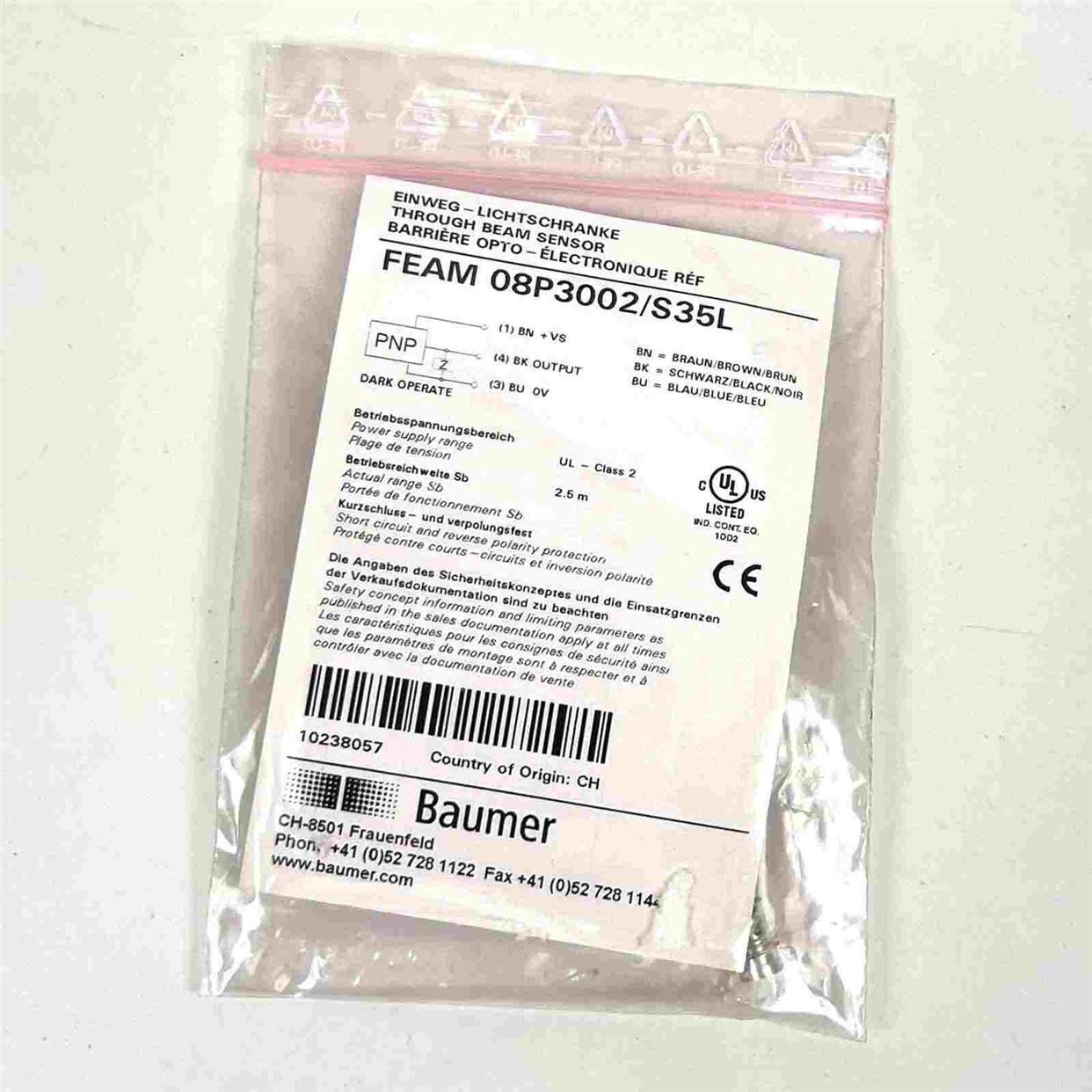 FEAM 08P3002/S35L  Baumer  FSAM 08D9002/S35原装正品ES 31.2P