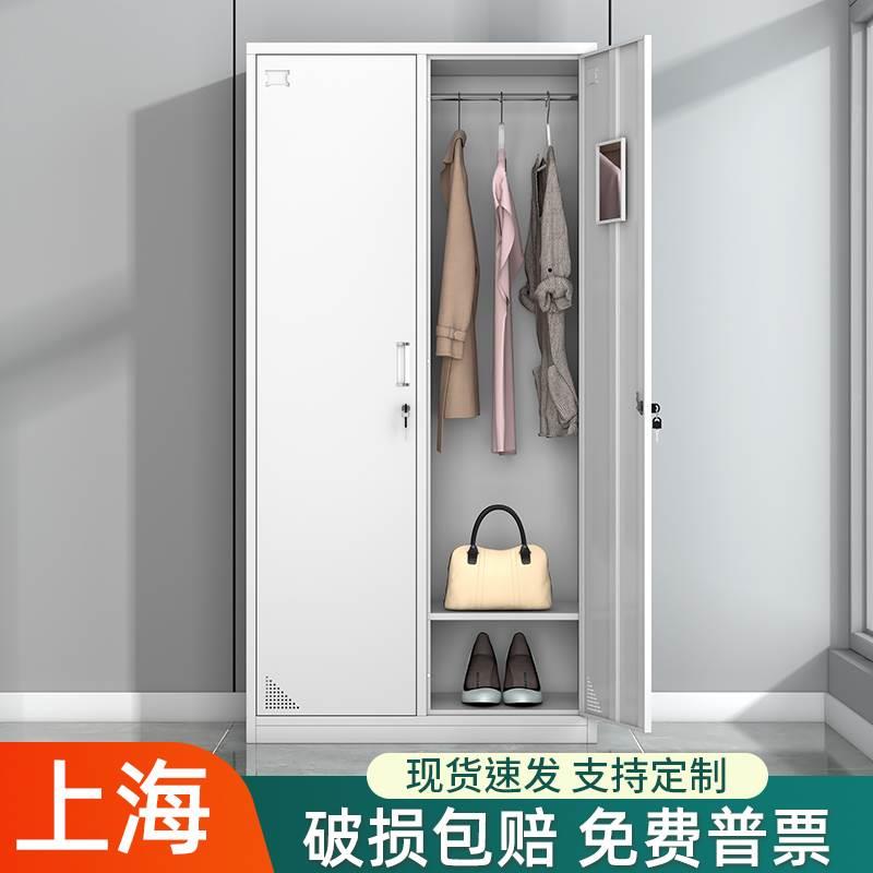 钢制二门更衣柜家用带锁储存物柜寄存工厂员工换衣柜铁皮卧室衣柜