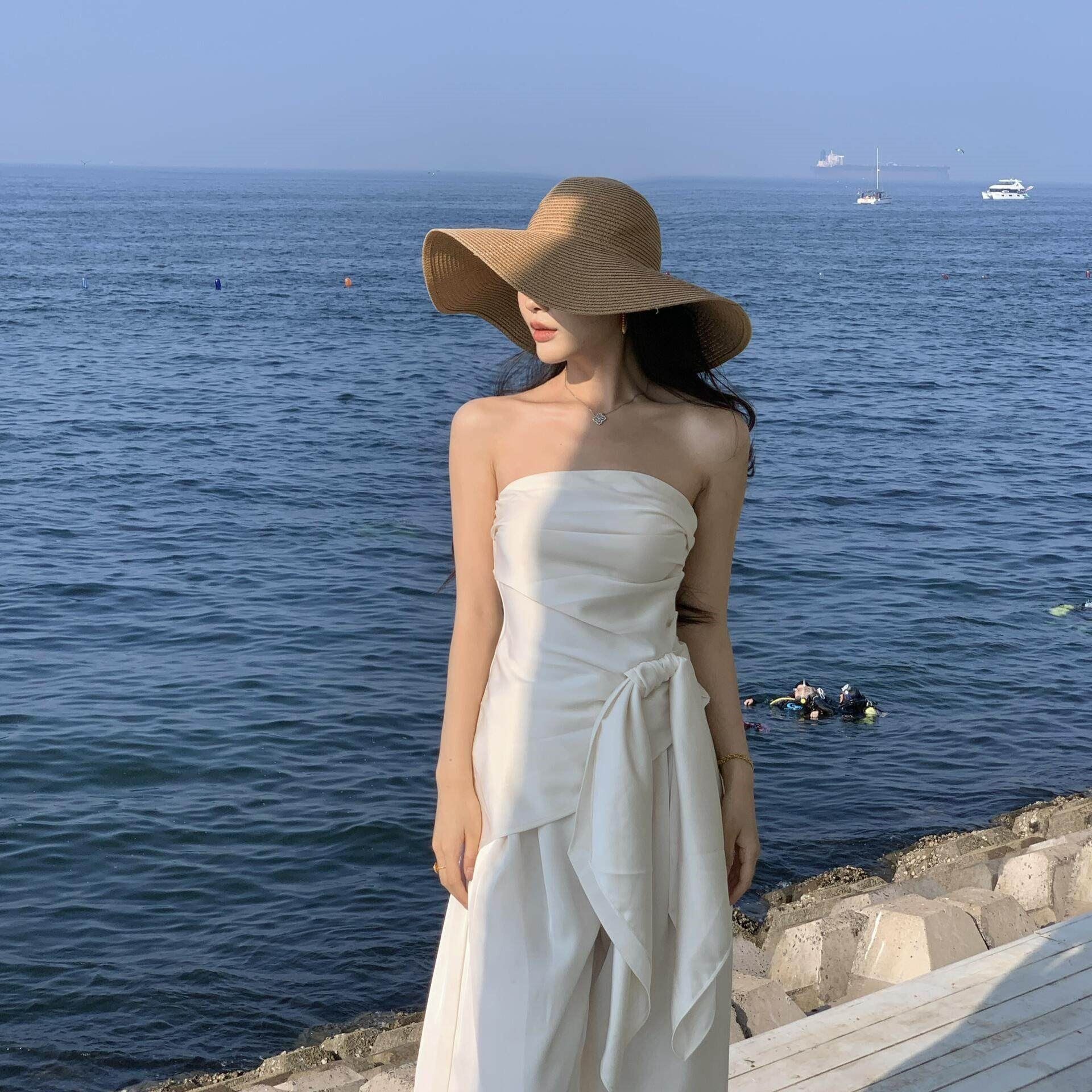 法式弧边超大帽檐草帽女夏防晒帽子旅行海边沙滩度假风草帽,服饰配件/皮带/帽子/围巾,帽子,淘宝优惠券,粉丝福利购,淘宝优惠卷