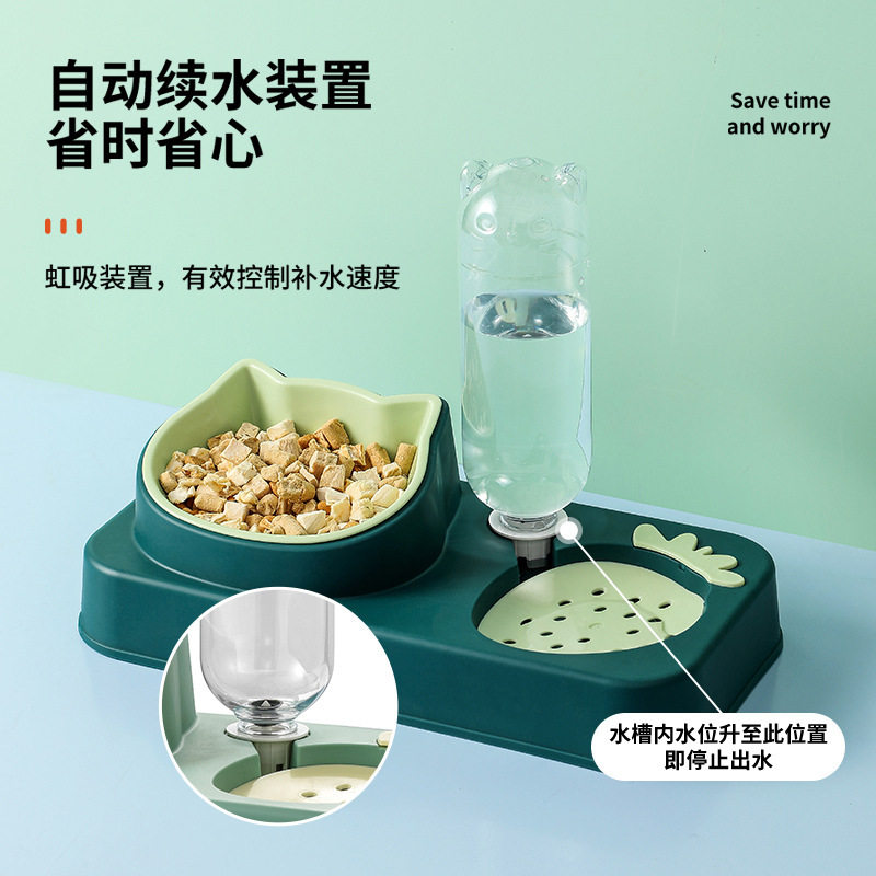 新款宠物草莓猫碗 自动饮水不湿嘴宠物碗防打翻食盆 宠物碗狗碗
