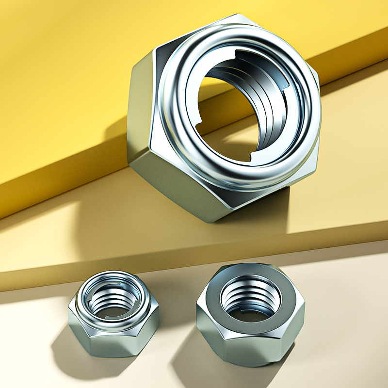 镀锌全金属六角锁紧螺母自锁螺帽止退防松螺丝帽M3M4M5M6M8M10M12