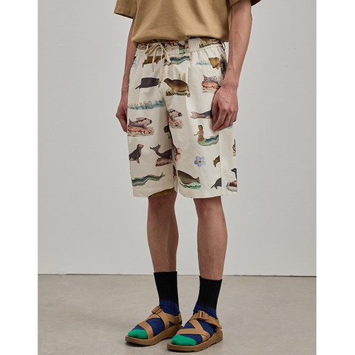 WTW短裤日系休闲满印印花休闲裤