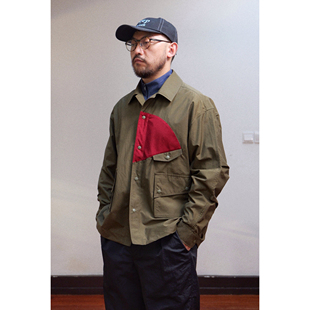 小翻领 短宽版 WtW 棉锦混纺面料 衬衣外套 多口袋 猎装