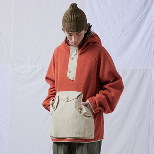 WtW 半开襟高含棉量抓绒连帽工作罩衫 SMOCK