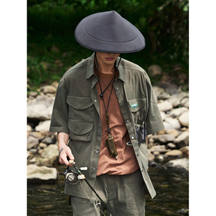 WtW 复古弹力亚麻 经典钓鱼马甲挪用设计 运动短袖衬衫