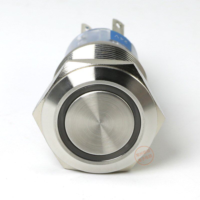 不锈钢金属按钮开关GQ19-11E电源金属防水自复位带指示灯19mm