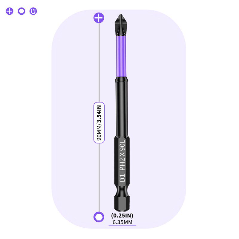 90mm防滑十字弹头批头强磁D1高硬度电动螺丝刀刀头手持式钻头工