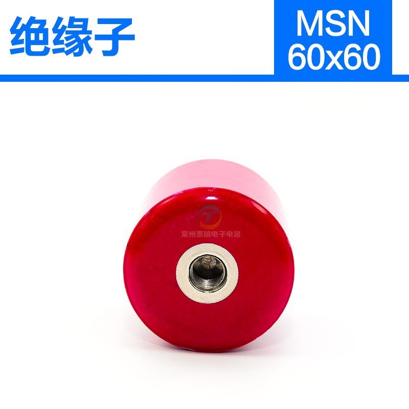 耐高温MNS60*60高强度绝缘子M12圆柱形红色绝缘子柱高6X0直径60mm