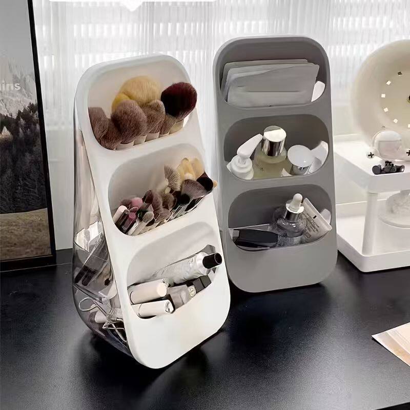 斜式桌面整理盒三层收纳口红化妆刷筷子勺子精致笔筒置物架