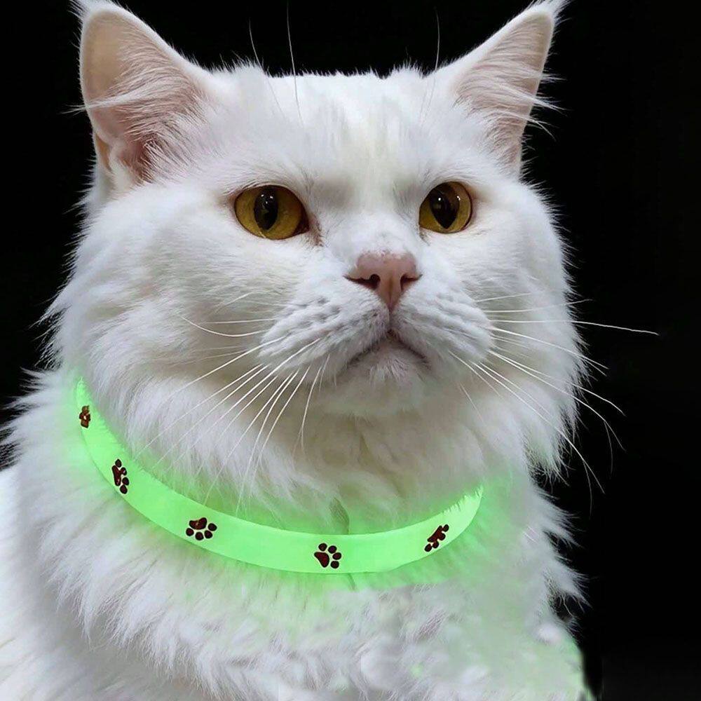 宠物猫咪夜光铃铛项圈可调节室外室内发光防走失舒适脖圈