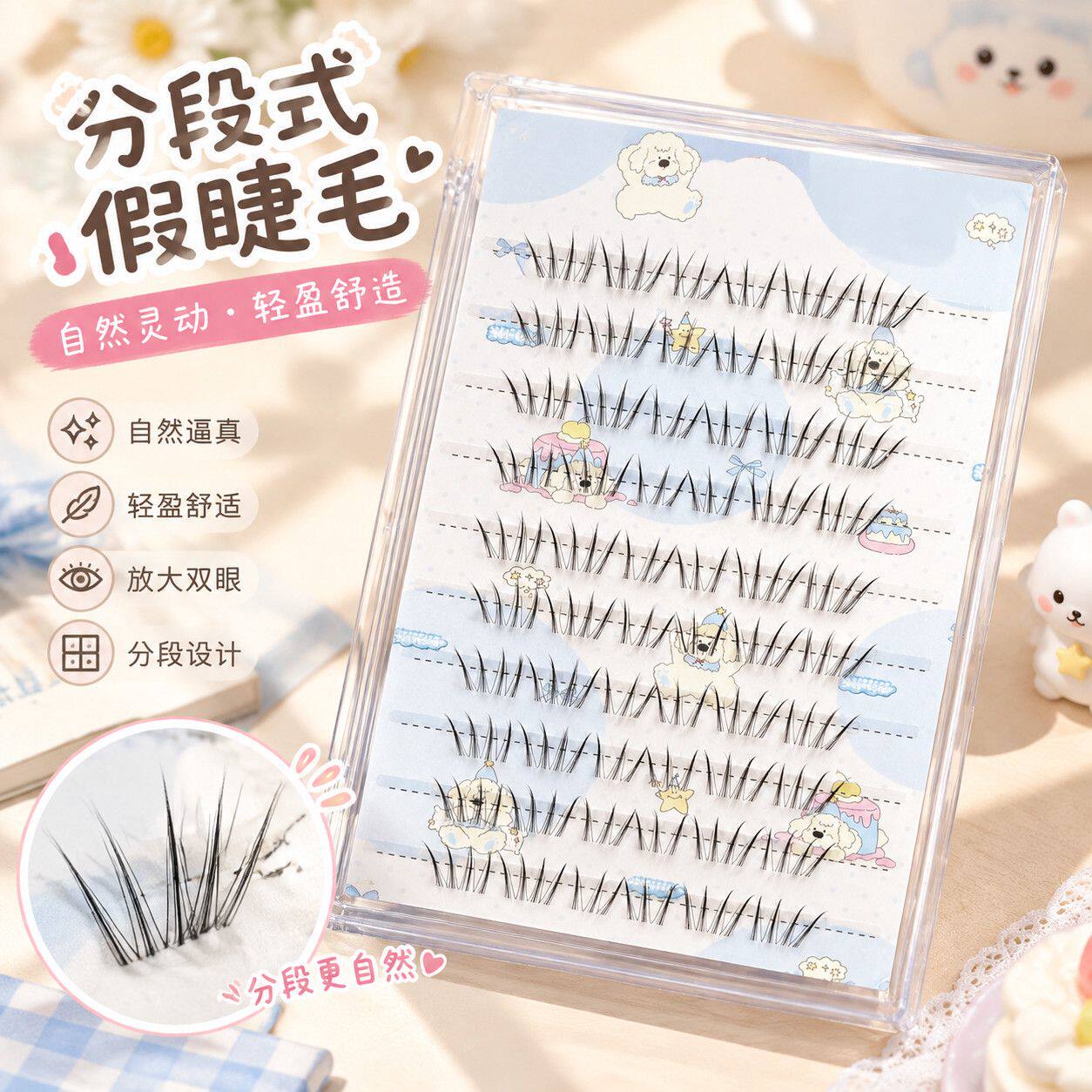 天使蕾蕾假睫毛爱豆氛围感黑棕色日系束感清透仿真通勤日常妆眼睫