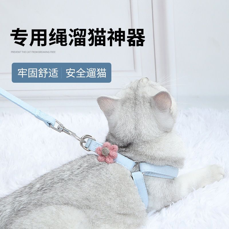 中小型犬猫咪背心式可调节胸背牵引绳防挣脱外出遛宠束带图片