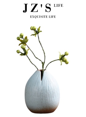 禅意复古粗陶花插装饰摆件花器