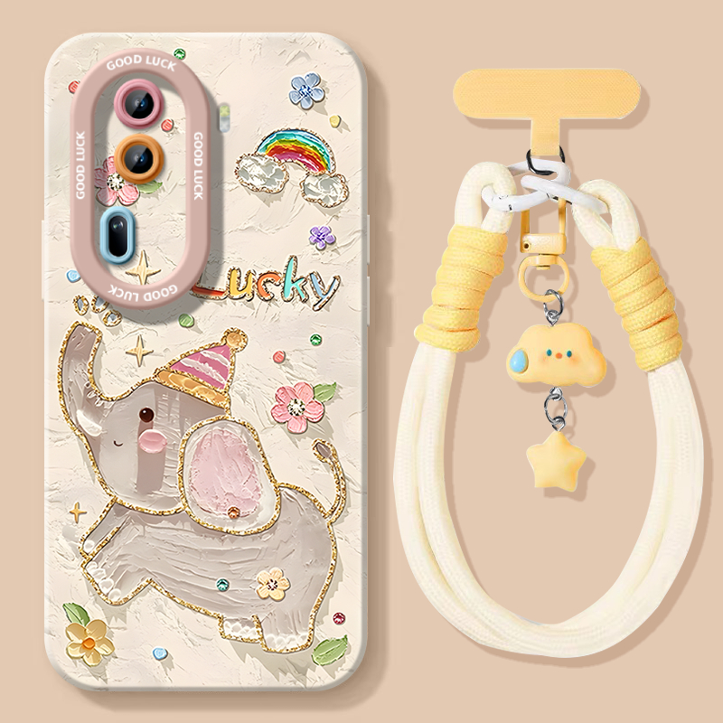 适用opporeno11手机壳新款高颜值液态硅胶OPPO Reno11Pro女生可爱reno11全包防摔带挂绳Ren0高级感保护镜头