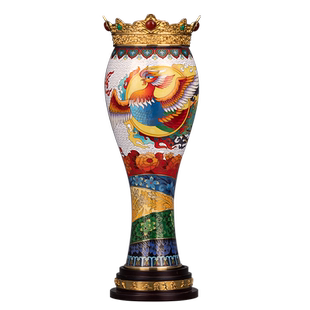 北京珐琅景泰蓝花瓶钟连盛中华荣耀尊高档家装客厅摆件乔迁生日礼